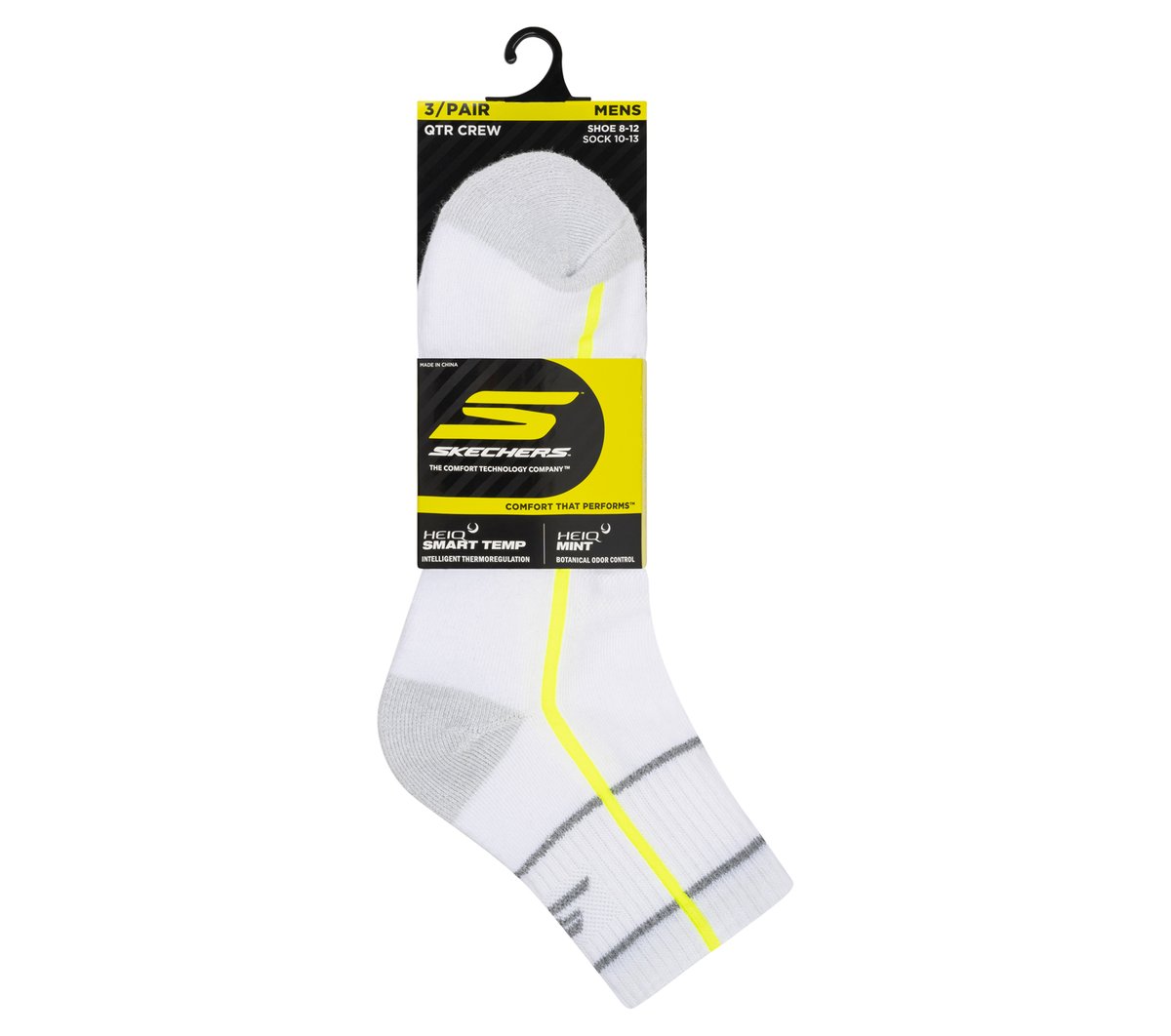 3 Pack Men's Performance Quarter Crew Stripe Socks - Image 2