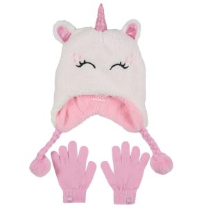 Sherpa Unicorn Hat and Glove Set